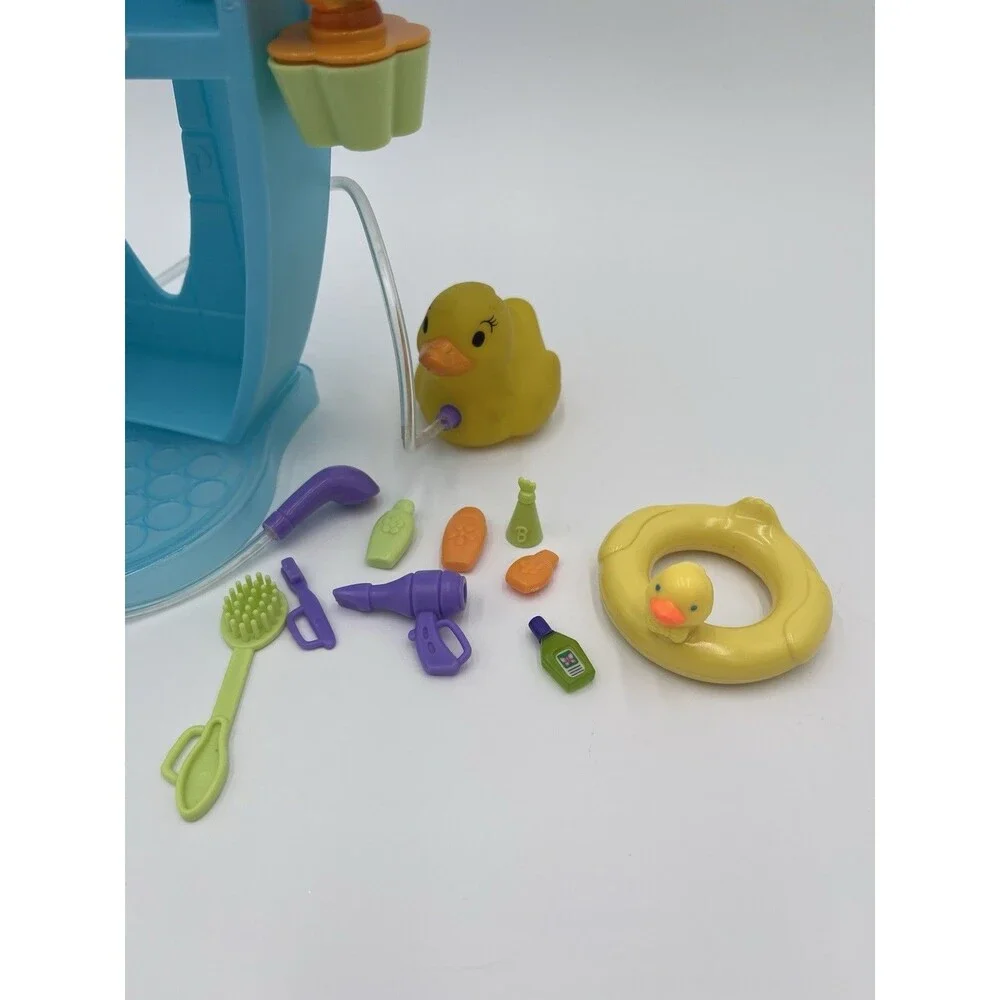 Vtg 2000 Barbie Bath Works Playset Blue Purple Vanity Duck Shower Near Complete